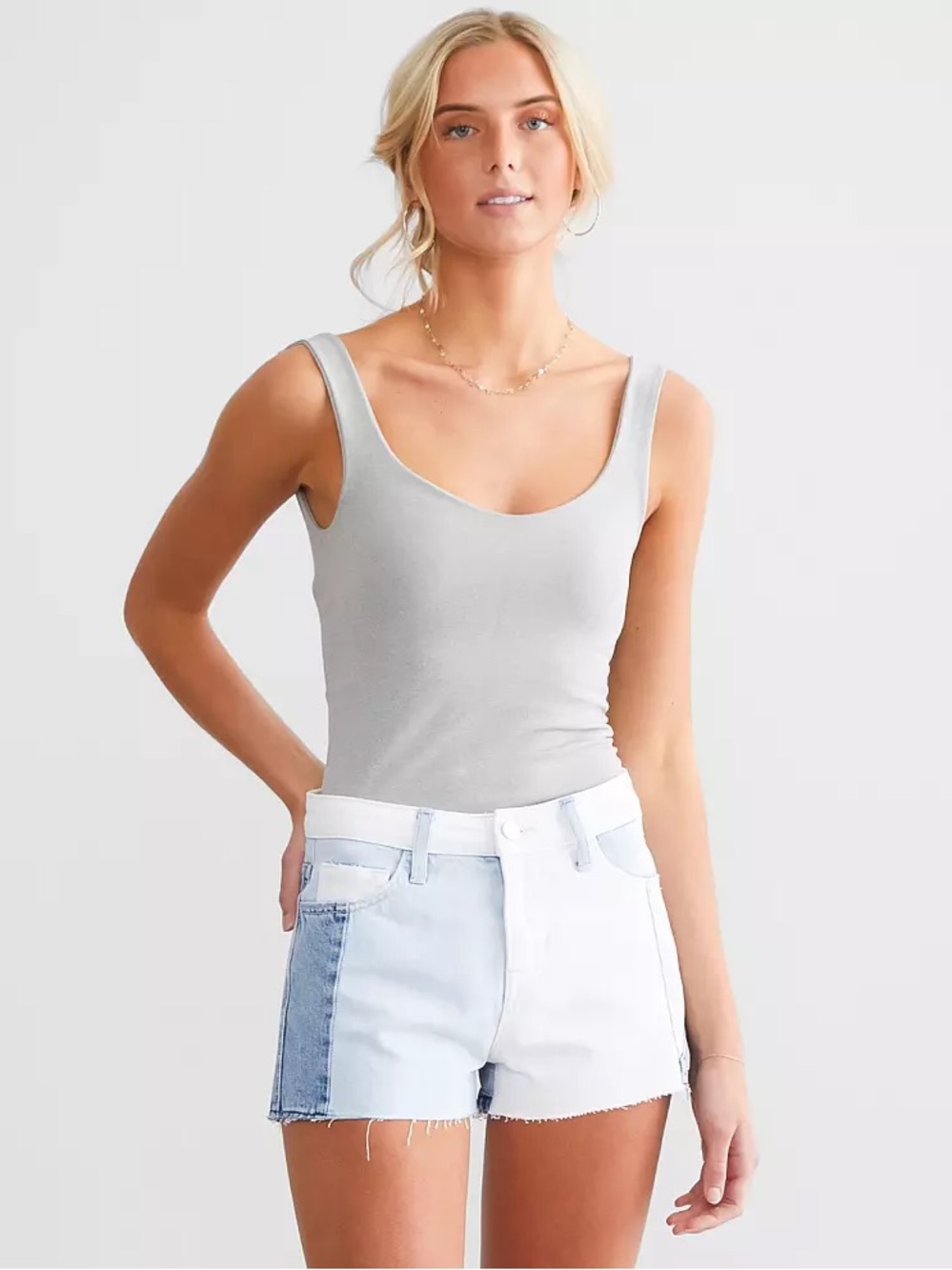 Free People Clean Lines Bodysuit Gray NWT Size M/L